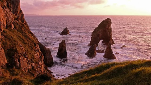 Crohy Head Sea Arch Breeches during sunset - County Donegal, Ireland