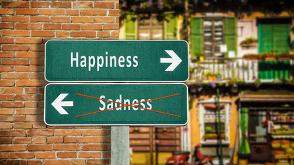 Street Sign Happiness versus Sadness