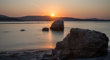 Long exposure beautiful view at black sea and Ropotamo river near Primorsko, Bulgaria.