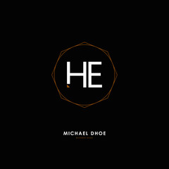 H E HE Initial logo letter with minimalist concept. Vector with scandinavian style logo.