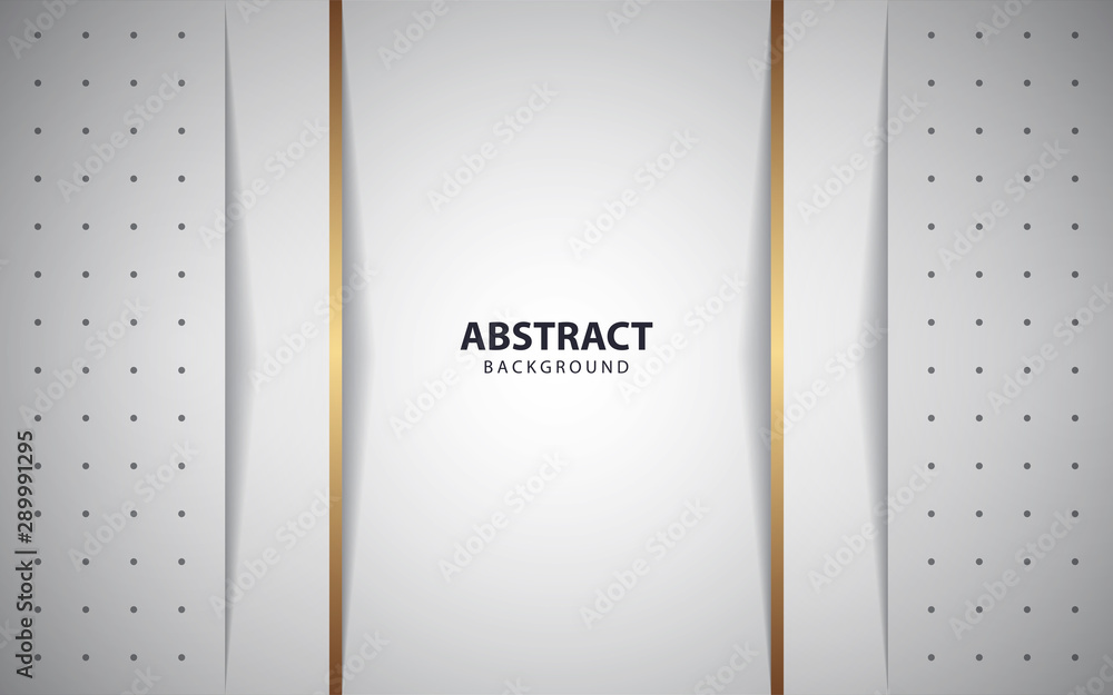 Poster abstract white and grey overlapping layers background a combination with golden line decoration. mod