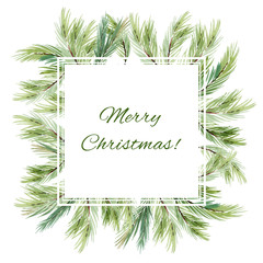 Watercolor template for christmas card and season's greetings.