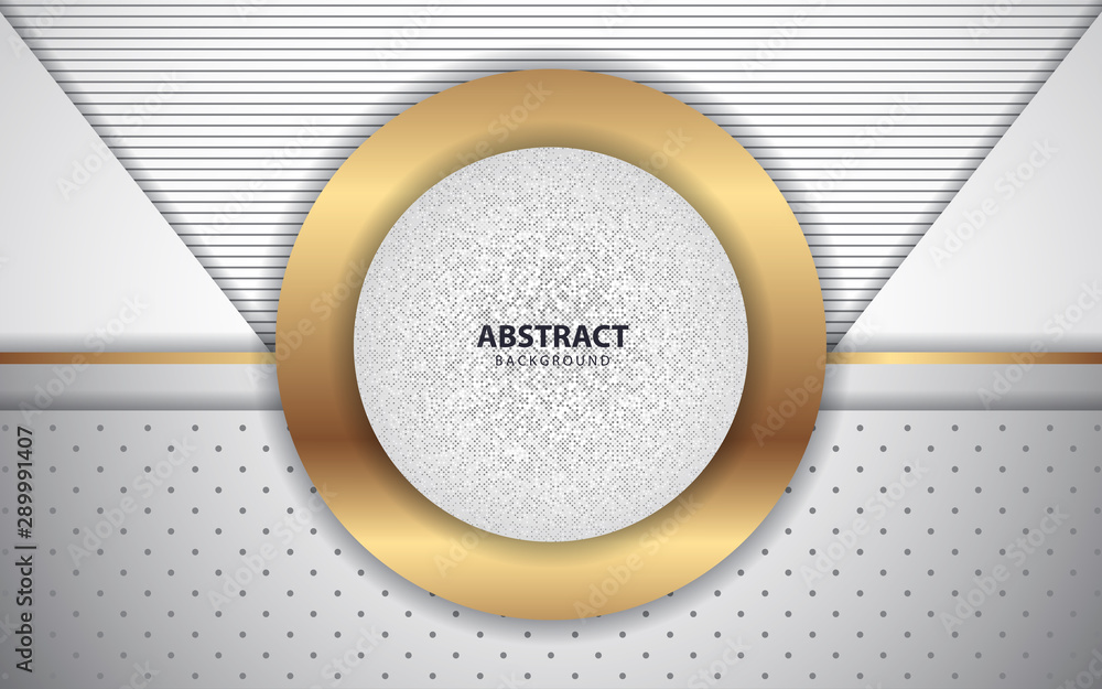 Aufkleber abstract white and grey overlapping layers background a combination with golden line decoration. mod