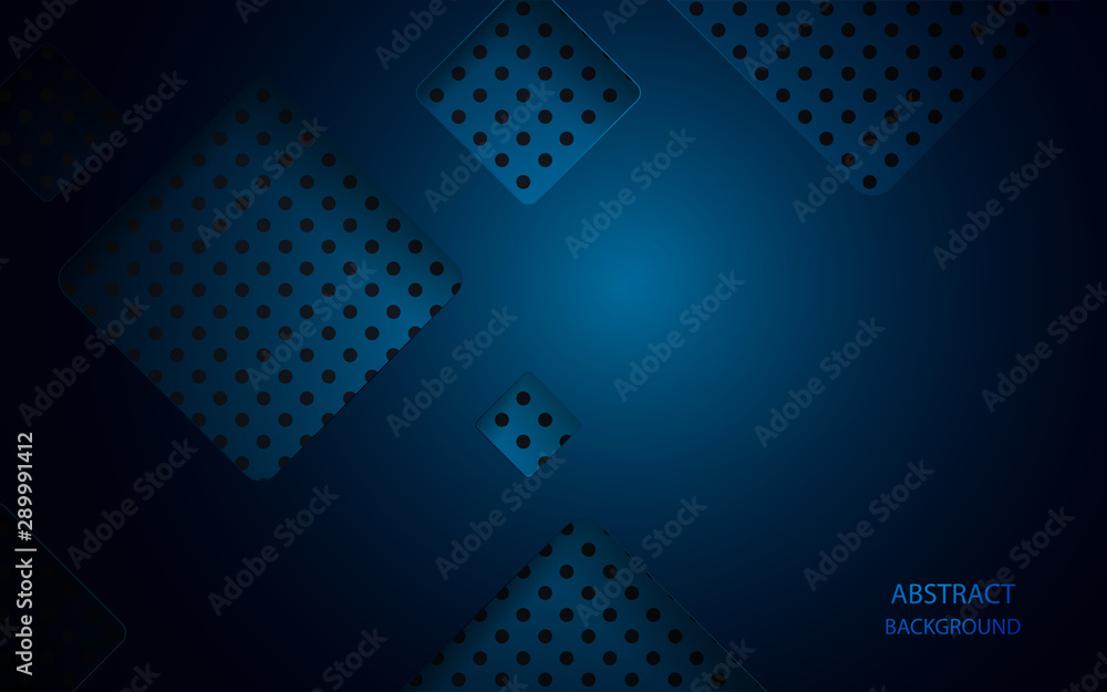 Poster dark blue overlapping layers background with glitters light decoration. vector design template for u