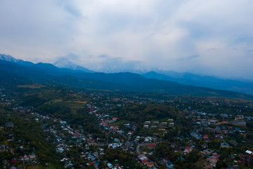 Almaty city from a bird's-eye view. Photo taken from a quadcopter