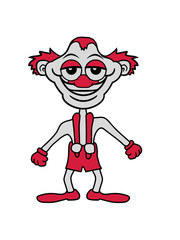clipart latzhose clown lustig gesicht grinsen komisch kopf große augen rote nase mund comic cartoon design grinsen lachen