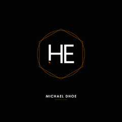 H E HE Initial logo letter with minimalist concept. Vector with scandinavian style logo.