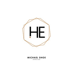 H E HE Initial logo letter with minimalist concept. Vector with scandinavian style logo.