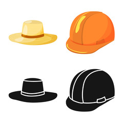 Vector design of clothing and cap sign. Collection of clothing and beret vector icon for stock.