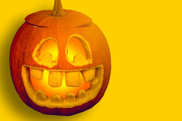 Halloween Pumpkin on yellow background
