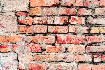 Texture of a brick wall with cracks and scratches which can be used as a background