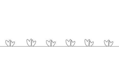 Two hearts love romantic single continuous line art. Heartbeat passion date relationship couple silhouette concept design one sketch outline drawing white vector illustration