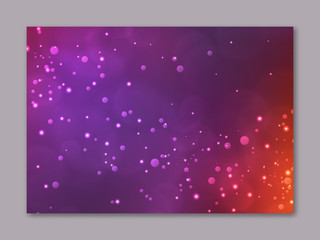Beautiful blurred background in pink and purple colors. Cosmic glitter lights backdrop use for invitations, congratulations, advertisements. Abstract defocused wallpaper vector illustration.