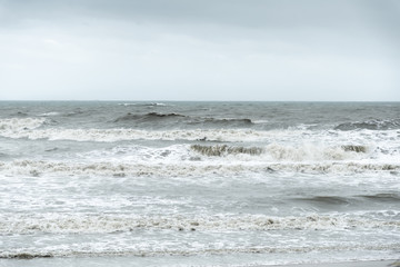 close up of dark waves in the bad weather, nature background