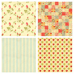 Set of retro backgrounds in shabby chic style