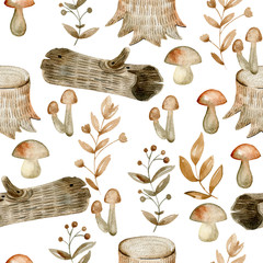 Watercolor forest pattern.