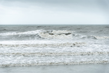 close up of dark waves in the bad weather, nature background