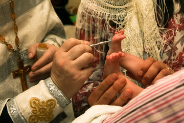 Ceremony of christening the little girl