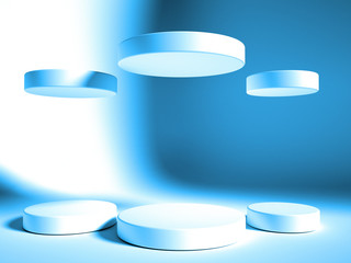 Elegant, beautiful abstract background with elements, studio, pedestal, minimalism. 3d illustration, 3d rendering.