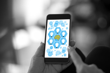 Human brain ideas concept on a smartphone