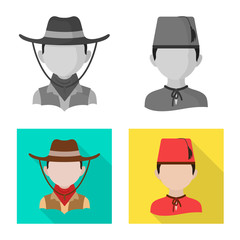 Vector design of imitator and resident logo. Set of imitator and culture stock vector illustration.