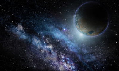 Obraz na płótnie Canvas planets in space, night sky, abstract illustration
