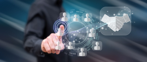 Man touching a business partner concept