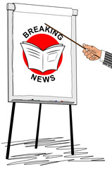 Breaking news concept drawn on a flipchart