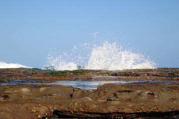 Waves and Spray on the Rock Platform Susan Gilmore Beach Newcastle Australia
