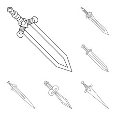 Vector illustration of game and armor icon. Set of game and blade stock symbol for web.