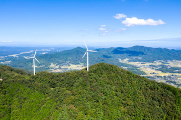 茨城県 筑波山系に設置された風力発電