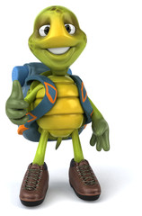 Fun turtle traveling - 3D Illustration