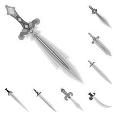 Vector illustration of sharp and blade sign. Set of sharp and dagger stock symbol for web.