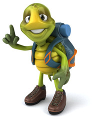 Fun turtle traveling - 3D Illustration