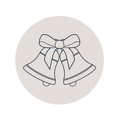 Icono plano lineal campanas con lazo en círculo color gris