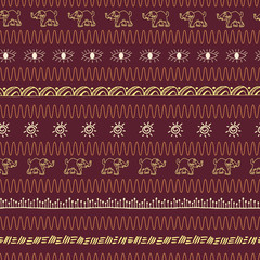 Hand drawn African motifs in a warm earthy color palette. 