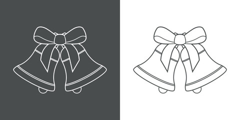 Icono plano lineal campanas con lazo en gris y blanco