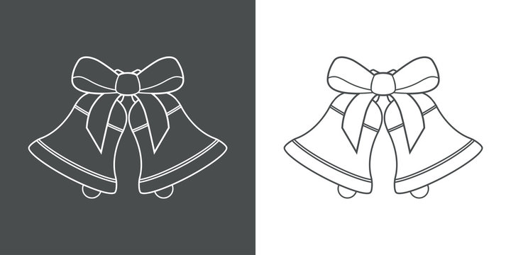 Icono plano lineal campanas con lazo en gris y blanco