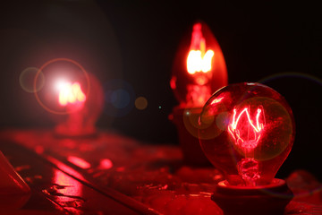 red bulbs in the dark