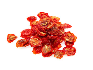 dried cherry tomatoes on a white background