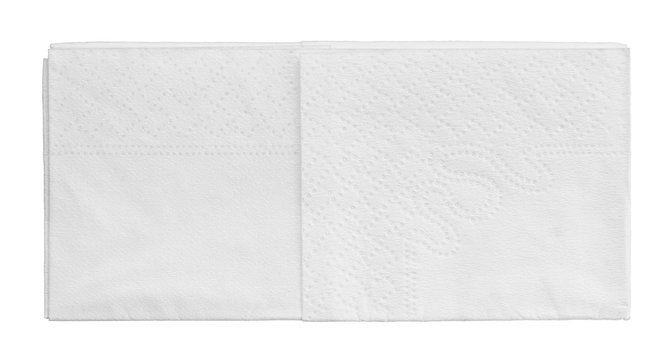 Folded white paper handkerchief isolated on white