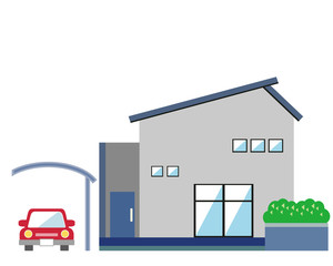 住宅 家 イラスト 一軒家 マイホーム 木 塀 Wall Mural Nisi