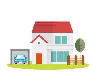 住宅 家 イラスト 一軒家 マイホーム シンプル お金 電卓 Wall Mural Nisi