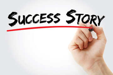 Success Story text with marker, concept background