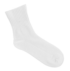 White sock close-up on isolated white background