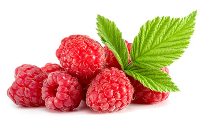 Raspberries on white background. Fresh raspberries on white background