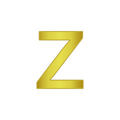 letter Z. Golden letters, small gold letter of  alphabet.  vector