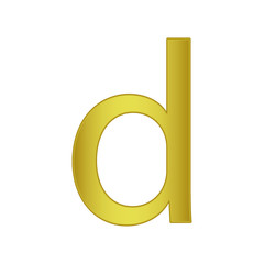 letter D Golden letters, small gold letter of  alphabet.  vector