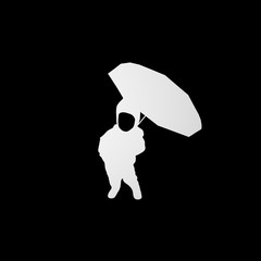 silhouette of man with umbrella