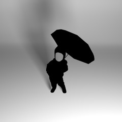 silhouette of man with umbrella